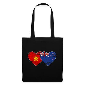 Drapeau Viêt Nam Nouvelle-Zélande Coeur Utilisé - Sac en tissu - noir - Devant