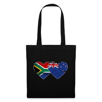 Afrique du Sud Nouvelle-Zélande drapeau coeur utilisé - Sac en tissu - noir - Devant