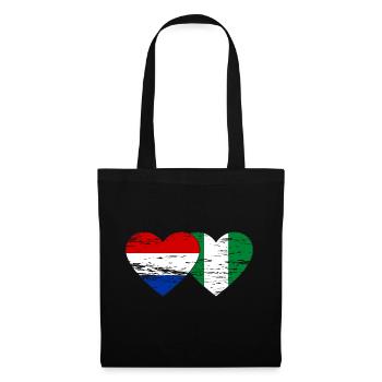 Hollande Nigeria Drapeau Coeur Utilisé - Sac en tissu - noir - Devant