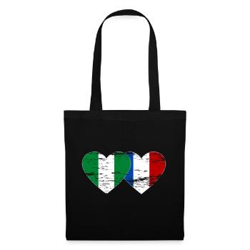Drapeau du Nigeria France coeur utilisé - Sac en tissu - noir - Devant