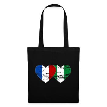 France Nigeria Drapeau Coeur Utilisé - Sac en tissu - noir - Devant