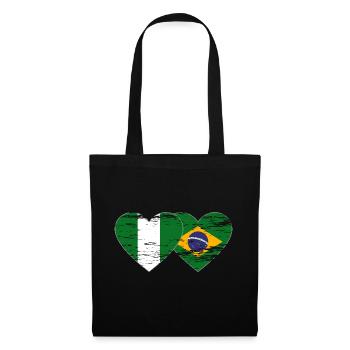 Nigeria Brazil Flag Heart used - Tote Bag - black - Front