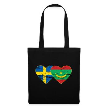 Sweden Mauritania Flag Heart Used - Tote Bag - black - Front