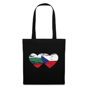 Bulgarie République tchèque Drapeau Coeur utilisé - Sac en tissu - noir - Devant