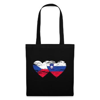 Czech Republic Slovenia flag heart used - Tote Bag - black - Front