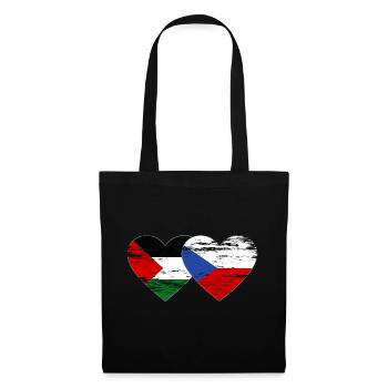 Palestine, République tchèque, drapeau coeur utilisé - Sac en tissu - noir - Devant