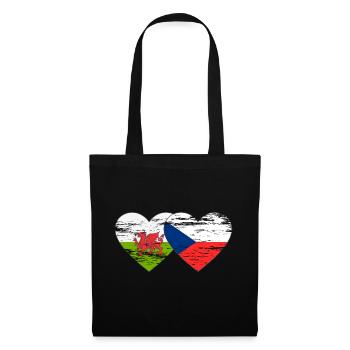 Pays de Galles République tchèque drapeau coeur utilisé - Sac en tissu - noir - Devant