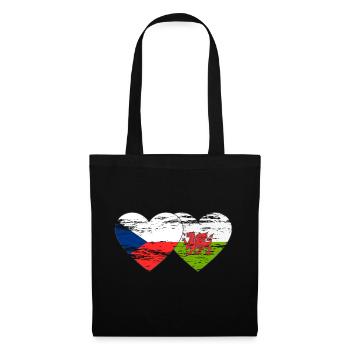 République tchèque Pays de Galles Drapeau Coeur utilisé - Sac en tissu - noir - Devant