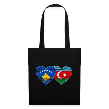 Kosovo Aserbaidschan Flagge Herz used - Stoffbeutel - Schwarz - Vorne