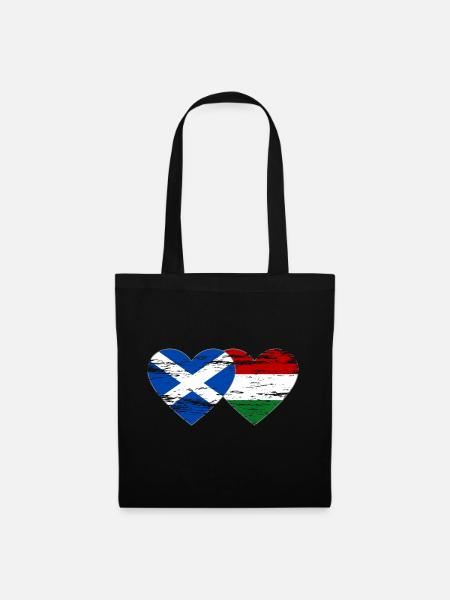 Schottland Ungarn Flagge Herz used - Stoffbeutel - Schwarz