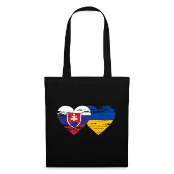 Slowakei Ukraine Flagge Herz used - Stoffbeutel - Schwarz - Vorne