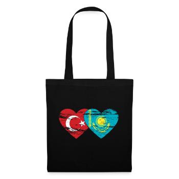 Turquie Kazakhstan Drapeau Coeur utilisé - Sac en tissu - noir - Devant