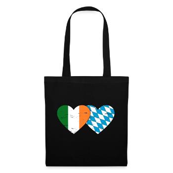 Ireland Bavaria Flag Heart used - Tote Bag - black - Front