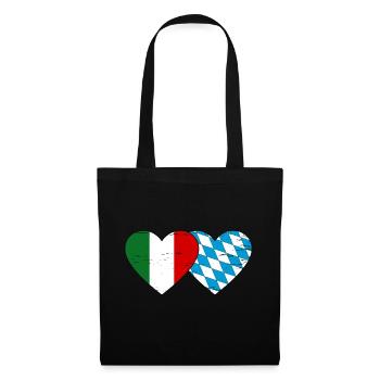 Italy Bavaria Flag Heart used - Tote Bag - black - Front