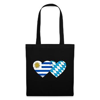 Uruguay Bavaria flag heart used - Tote Bag - black - Front