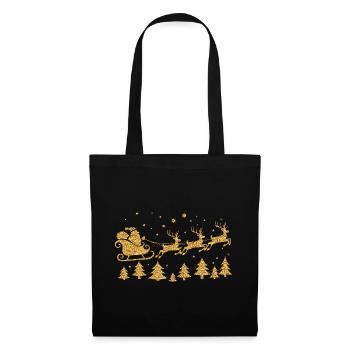Traîneau de renne du Père Noël Silhouette du Père Noël - Sac en tissu - noir - Devant