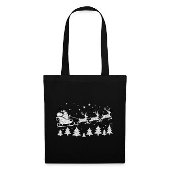 Santa Rentier Schlitten Weihnachtsmann Silhouette - Stoffbeutel - Schwarz - Vorne