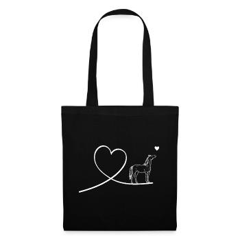Minimalistisches Pferd mit Herz Silhouette - Stoffbeutel - Schwarz - Vorne