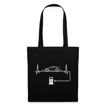 Electric car love with heartbeat Electric cars - Tote Bag - black - Front