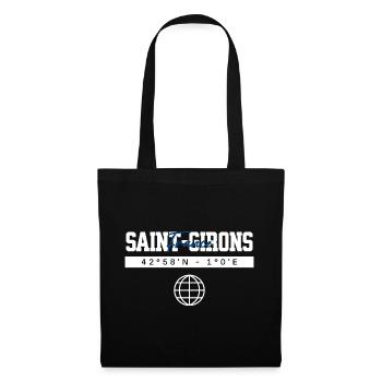 Saint-Girons Frankreich Koordinaten Reise Souvenir - Stoffbeutel - Schwarz - Vorne