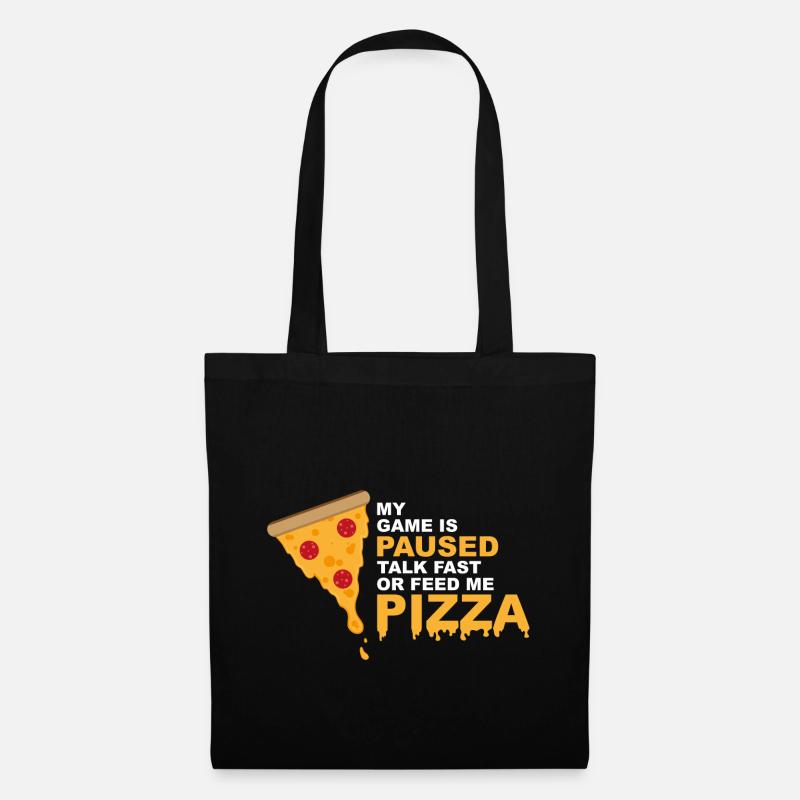 Game Is Paused Pizza Gaming Funny - Stoffbeutel - Schwarz