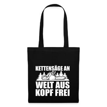 HOLZ SÄGE KETTENSÄGE GESCHENK WALD FÖRSTER BERUF - Stoffbeutel - Schwarz - Vorne