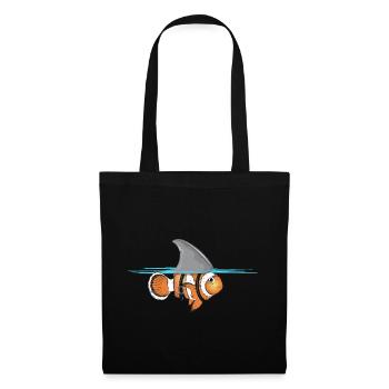 Poisson-clown avec costume d'aileron de requin - Sac en tissu - noir - Devant