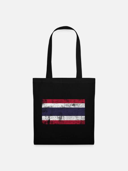 Flagge Thailand Fahne Grunge Retro Vintage - Stoffbeutel - Schwarz