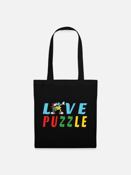 Liebe Puzzle - Stoffbeutel - Schwarz