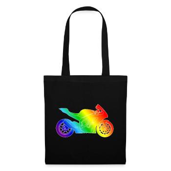Moto supersport aux couleurs de l’arc-en-ciel - Sac en tissu - noir - Devant