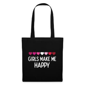 Mois de la fierté LGBTQ - Les filles me rendent heureuse - Sac en tissu - noir - Devant