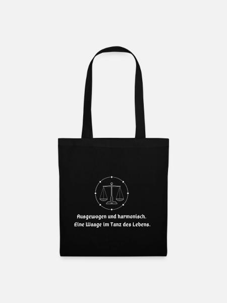 T-Shirt Sternzeichen Waage Astrologie Horoskop - Stoffbeutel - Schwarz
