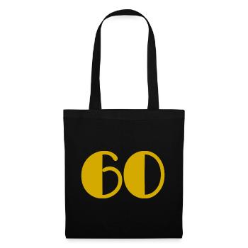 60. 60 JAHRE. 60-JÄHRIGES JUBILÄUM. 60. GEBURTSTAG. - Stoffbeutel - Schwarz - Vorne