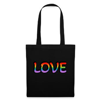 Retro Regenbogen Liebe - Stoffbeutel - Schwarz - Vorne