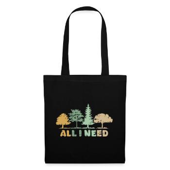 retro Wald Baum Symbol all i need Natur Outdoor - Stoffbeutel - Schwarz - Vorne