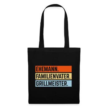 Ehemann Familienvater Grillmeister (Grillen / 3C) - Stoffbeutel - Schwarz - Vorne