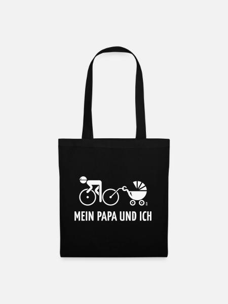 Mein Papa Und Ich (Fahrrad & Kinderwagen / White) - Stoffbeutel - Schwarz