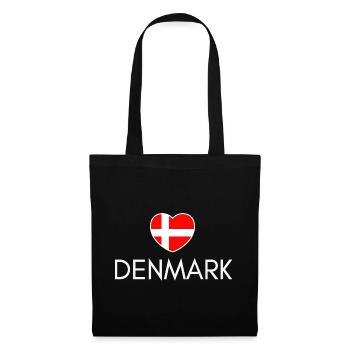 Cœur avec le drapeau du Danemark, j’aime le Danemark - Sac en tissu - noir - Devant
