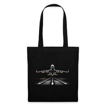 Flugzeug Flug Pilot Flugzeug Fluggesellschaft - Stoffbeutel - Schwarz - Vorne