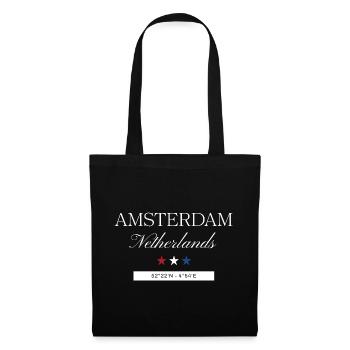 Amsterdam Niederlande Souvenir – Reise minimalist - Stoffbeutel - Schwarz - Vorne