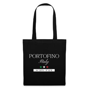 Portofino Italien Souvenir Reise minimalistisch - Stoffbeutel - Schwarz - Vorne