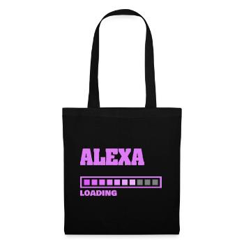 Alexa als Geburt - Stoffbeutel - Schwarz - Vorne