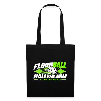 Floorball Hallenlarm Musik Logo - Stoffbeutel - Schwarz - Vorne
