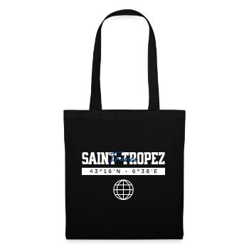 Saint-Tropez Frankreich Koordinaten Reise Souvenir - Stoffbeutel - Schwarz - Vorne