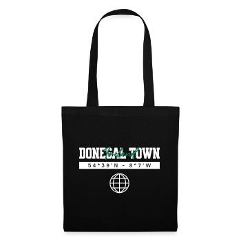 Donegal Town Irland Koordinaten Reise Souvenir - Stoffbeutel - Schwarz - Vorne