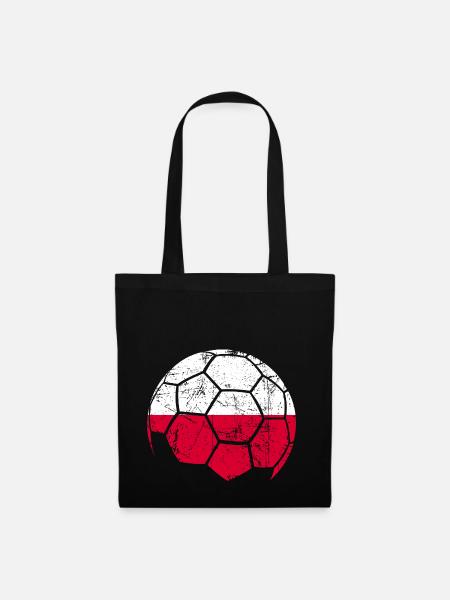 Poland Soccer Ball Fußball - Stoffbeutel - Schwarz
