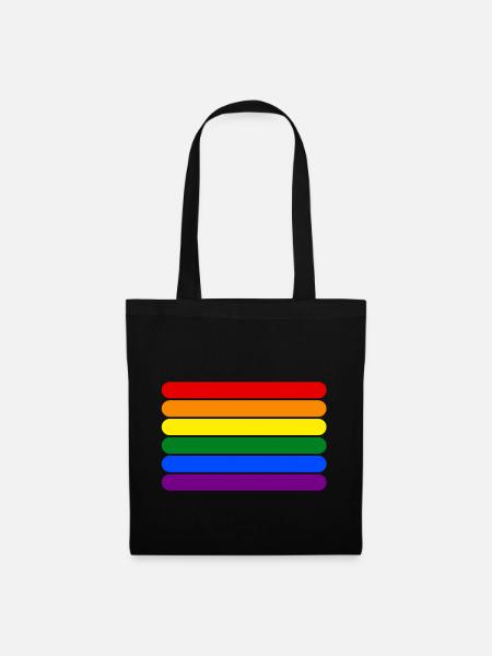 Rainbow Stripes || LGBT lesbian gay bisexual trans - Tote Bag - black