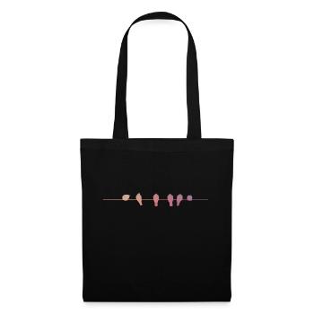 Famille d'oiseaux sur la silhouette de la branche abstraite - Sac en tissu - noir - Devant