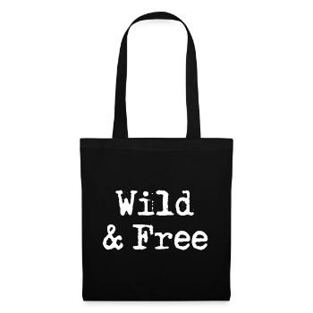 Rebell "Wild & Free" Typewriter Design - Stoffbeutel - Schwarz - Vorne