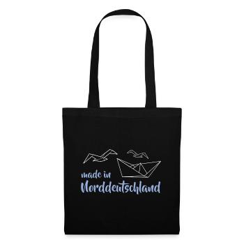 Made in Norddeutschland Möwe Boot Origami - Stoffbeutel - Schwarz - Vorne